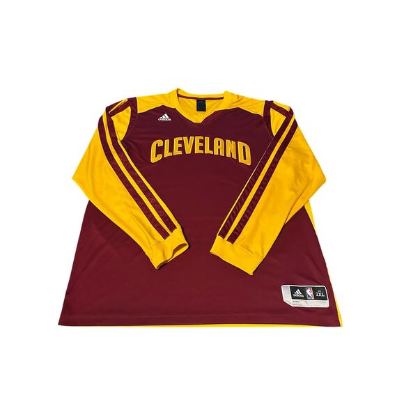 Adidas Cleveland Cavaliers NBA Warm Up Shooting Shirt 2XL Wine Gold Long Sleeve - Picture 1 of 10